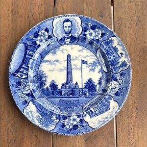 Staffordshire Blue and White Lincoln Plate